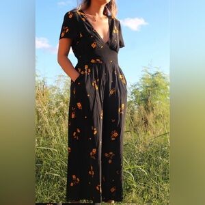 Floral Black Jumpsuit